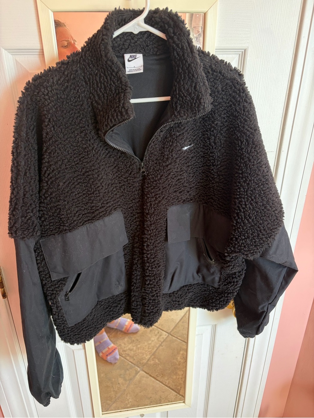 Nike Black Sherpa Zip-Up Jacket with Utility Pockets